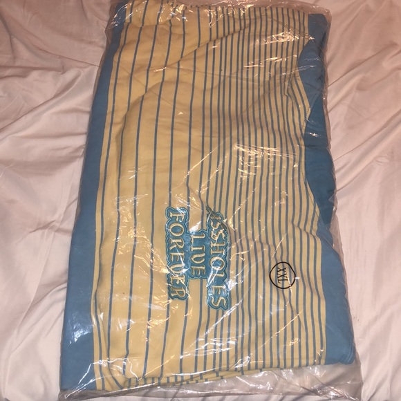 Assholes live forever embroidered logo striped hoodie - Picture 3 of 5